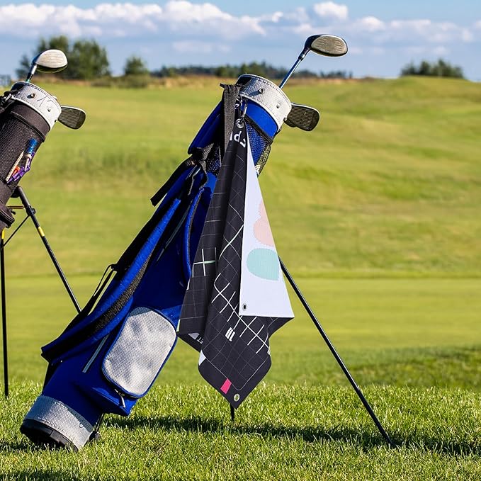 Golf Sure Stance Ball Position Trainer Towel, Microfiber Swing Trainer Towel and Golf Putter Stance Towel to Improve Your Stance - Setup Positions for All Shots and Clubs