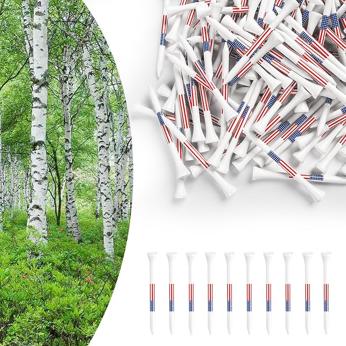 Amy Sport Golf Tees Western Birch Wood 5X More Durable 5X Stronger Value 50 Pack 1 1/2 2 3/4 3 1/4 Inch, Reduce Friction Wooden Long-Lasting, Spin Tall Sturdy Base for Stability