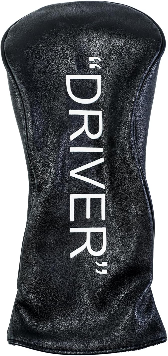 Golf Club Covers – Leather Driver Headcover, Fairway Wood, 3 Wood, Hybrid, Fits Mallet Blade Putter Head Covers Alignment Stick Cover