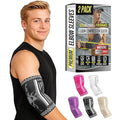 BLITZU Elbow Compression Sleeve for Tendonitis 2 Pack, Tennis Elbow Brace Support for Men and Women Golfers Elbow Pain Relief, Arthritis, Bursitis, Arm Brace for Workout, Weightlifting Black S