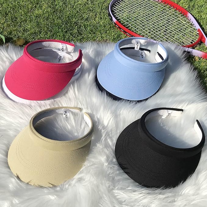 2 Pack Visor Women Men Sun Hat Clip On Visors Adjustable Sport Wide Brim Cap