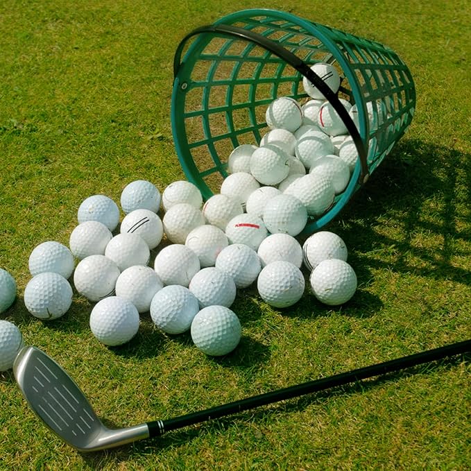 YARNOW Golf Ball Basket with Handle Nylon Golf Ball Container Golf Ball Bin (Green, Golf Balls are Excluded)
