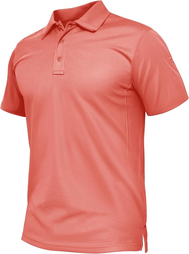 TACVASEN Mens Polo Shirt Short Sleeve Tactical Performance Collared Work Golf Shirts Dry Fit Pique Polos for Summer
