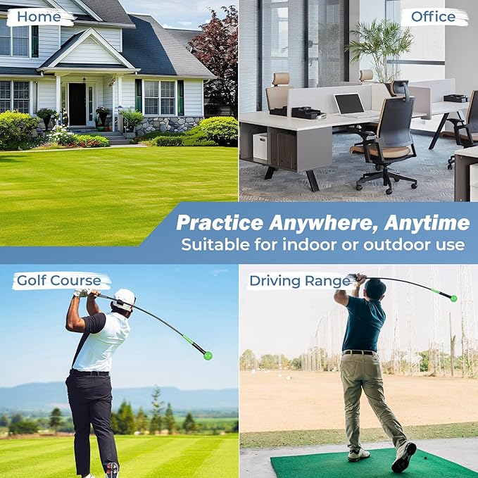 Tangkula Golf Swing Trainer, 47"/40"/31.5" Warm-Up Golf Practice Training Aid with Weighted Head for Grip, Rhythm, Flexibility, Balance, Tempo & Strength, Indoor Outdoor Golf Swing Corrector