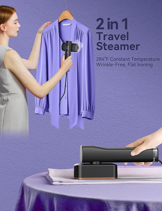 Steamer for Clothes,Sundu Portable 2-in-1 Travel Steamer&Iron,15s Fast Heat-up,100ml Water Tank,Ironing Gloves,25 Min Powerful Continuous Steam,1200W&4 Modes Light Steam Iron for Travel&Home(Gray)