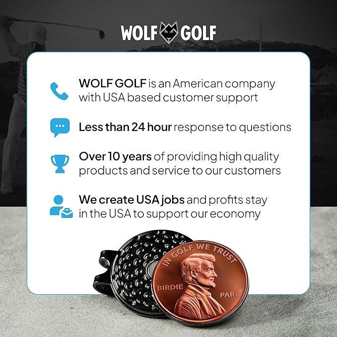 Wolf Golf Towels Golf Ball Marker Hat Clip Set | Multiple Sets to Choose from | 1 Magnetic Clip + 3 Ball Markers | Golf Accessories for Men & Women