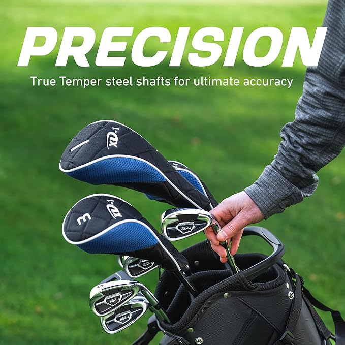 Aspire XD1 Men’s 14-Piece Golf Set – 460cc Titanium Driver, Wood, Hybrid, 6-PW Irons, Putter, Stand Bag, 3 Headcovers and Cover