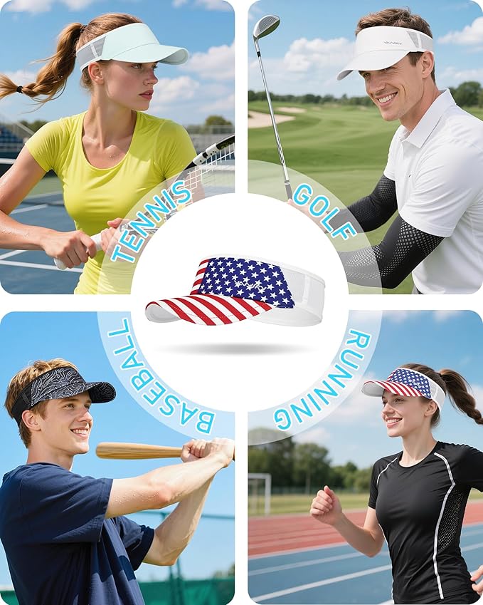 Sports Sun Visor Hats for Women Men Lightweight Breathable Cooling Stretchy Visors Foldable UPF 50+ for Running Tennis Golf