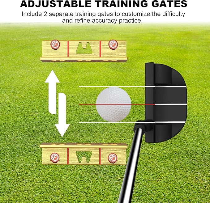 MAZEL Golf Alignment Putting Training Aids - Golf Putting Path Tool for Consistency & Accuracy - Include Putting Gates,Ring & Golf Tees