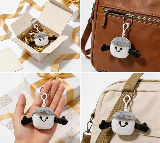 4 Pcs Plush Golf Ball Keychain, Golf Club Keychain, Soft Smiling Golf Gift for Men, Women, Coaches, Sport Team Players Birthday Party Favors