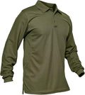 MAGCOMSEN Men's Polo Shirts 3 Button Quick Dry Performance Long Sleeve Tactical Shirts Pique Jersey Golf Shirt