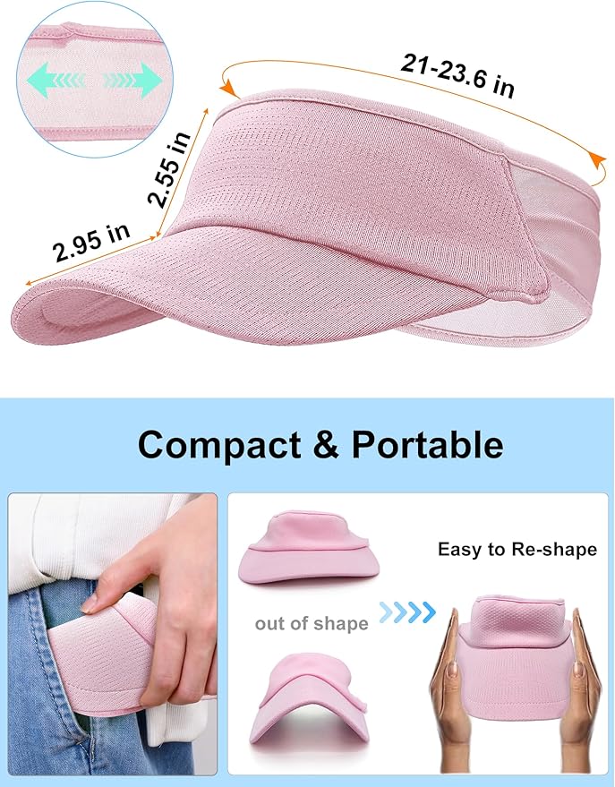 Sport Sun-Visor Hat Men Women Summer UV Protection, Lightweight Cooling Golf Running Tennis Sweat-Band Cap
