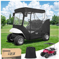 10L0L Golf Cart Enclosure Fit for 2 Passengers EZGO TXT RXV,600D Waterproof Snowproof Golf Buggy Keep Warm Cover, 2 Door Zippers 4-Side Clear Window and 4 Windproof Hooks Golf Cart Rain Cover, Black