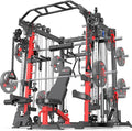 Smith Machine，Multi-Function Squat Rack Power Cage with Cable Crossover System,with Optional Weight Bench, Olympic Barbell Weight Set, for Home Gym