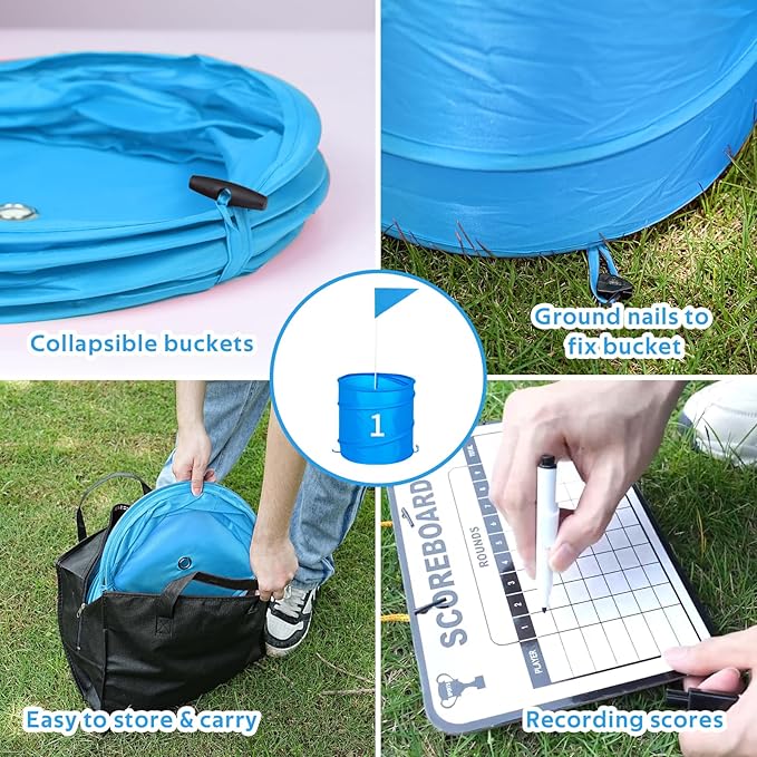 3 Holes Backyard Golf Game with 2 Clubs,Yard Game for Adult and Family,Practice,Beach,Lawn,Camping,Park