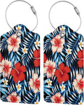 Tropical Hawaii 2 Pcs Luggage Tags, Privacy Cover Id Label with Stainless Steel Loop and Address Card for Suitcases & Travel Bags