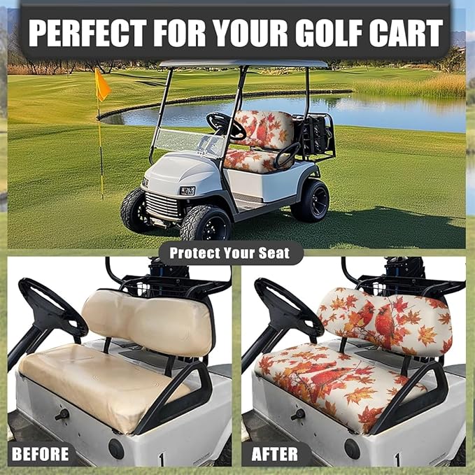 Golf Cart Seat Covers, Universal Fit & Nonskid Bottom Fits for Club Car 2 Person Seats Golf Carts