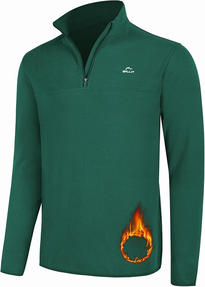 Willit Men's Fleece Pullover Winter Shirts Long Sleeve Quarter Zip Cold Weather Golf Hiking Casual Warm Shirts