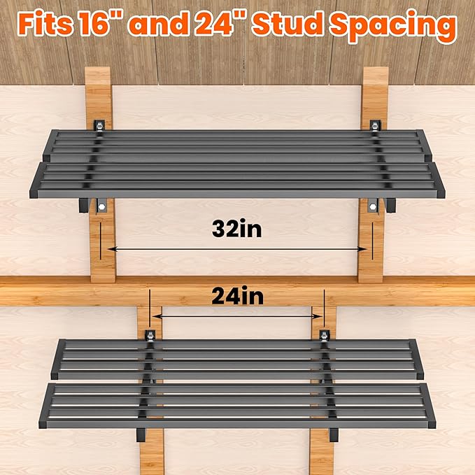 Ultrawall Heavy Duty Garage Wall Shelves, 2 x 4 ft Wall Mounted Storage Shelves, Holds Up to 800Lbs, 2Pack, Black