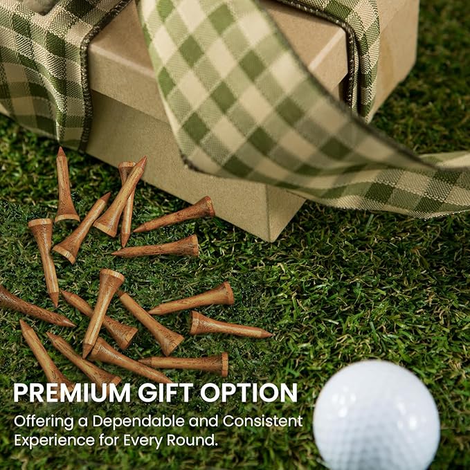 Amy Sport Golf Tees Western Birch Wood 5X More Durable 5X Stronger Value 50 Pack 1 1/2 2 3/4 3 1/4 Inch, Reduce Friction Wooden Long-Lasting, Spin Tall Sturdy Base for Stability