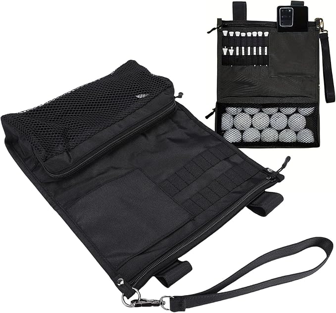 SUNGOOYUE Golf Ball Bag Pouch, Polyester Golf Accessory Organizer with Phone Pocket and Tee Holder, for Balls and Outdoor Sports