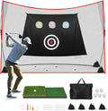 Golf Net: 10x7ft Heavy Duty Golf Practice Net for Indoor/Outdoor Training, Portable Golf Hitting Net with Carry Bag, Ideal Golf Training Aid for Golfers Backyard Driving Chipping Swing (Standard)