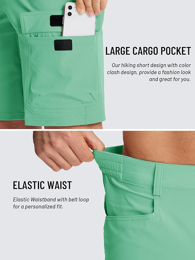 TACVASEN Men's Summer Outdoor Shorts Quick Dry Cargo Casual Work Hiking Shorts (NO Belt)