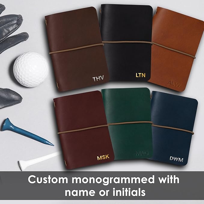 Northwind Personalized Golf Log Book – Handcrafted Full-Grain Leather Golf Score Notebook, Refillable Journal, Made in USA, Custom Engraved Gift for Men & Women Golfers