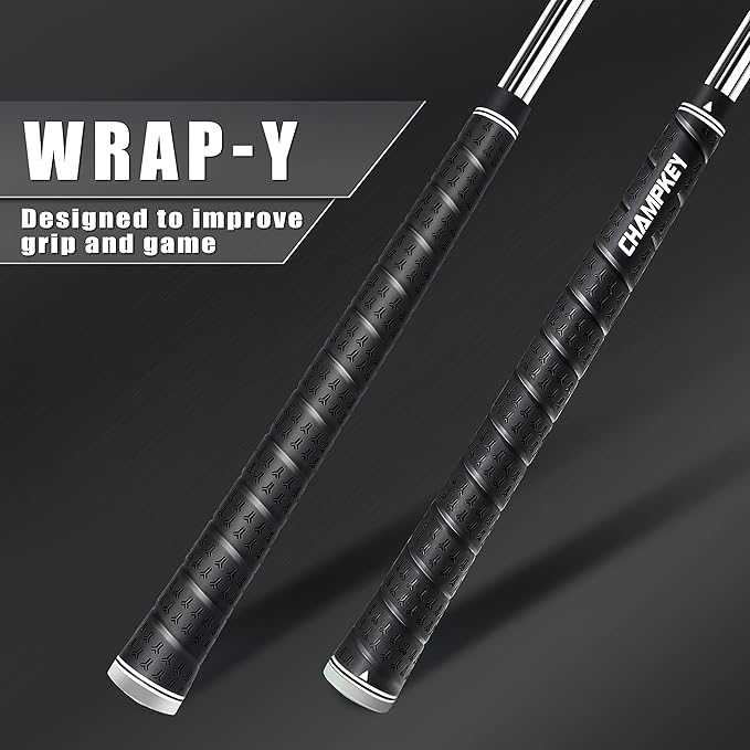 CHAMPKEY WRAP-Y Rubber Golf Grips 13 Pack Come with All Repair Kits - High Feedback and Traction Golf Club Grips