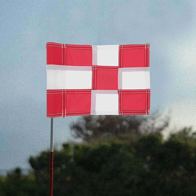 YARNOW Golfing Training Flag for Practice Court Checkered Red and White Golf Pin Flag Portable and Reusable Putting Flagstick for Skill Improvement