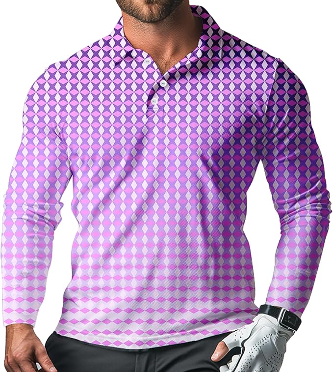 Men's Long Sleeve Golf Shirt Quick Dry 3 Button Work Fishing Outdoor Casual Collar Shirt