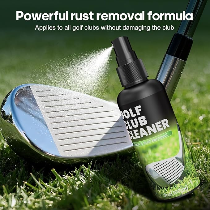 Pro Golf Club Cleaner - 4oz Water Bottle with Groove Cleaner and Retainer Clip, Durable Nylon Bristles for Easy Cleaning, Ergonomic Button Design, Golf Gifts for Men & Essential Accessories
