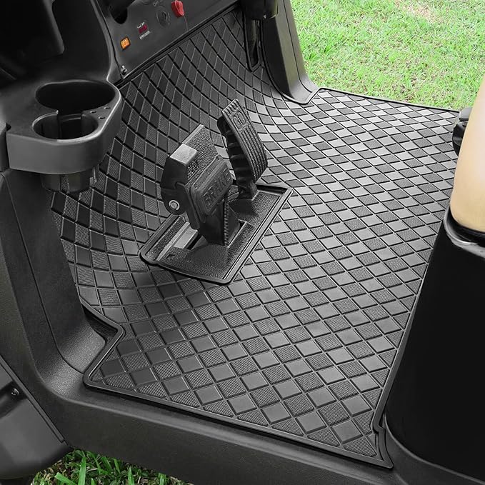 Golf Cart Floor Liner Mat 8mm Thick Rubber Full Coverage Fit for Club Car Precedent 2004-2025 / Onward & Tempo 2017-2025 / Villager & V4L 2019-2025 Carts Upgraded Non-Slip Mats Replacement