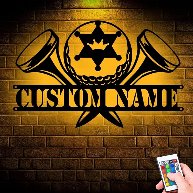 Custom Golfing Gifts, Personalized Metal Wall Art Sign with LED Lights, Unique Home Decor for Golf Lovers, Perfect Hanging Gift for Dad, Him, or Any Avid Golfer