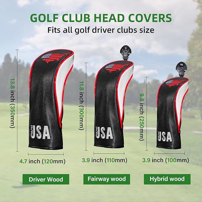 Golf Club Head Cover Set - Premium Wood Headcovers and Iron Covers, Fits All Standard Clubs, Reliable Protection with Stylish Design