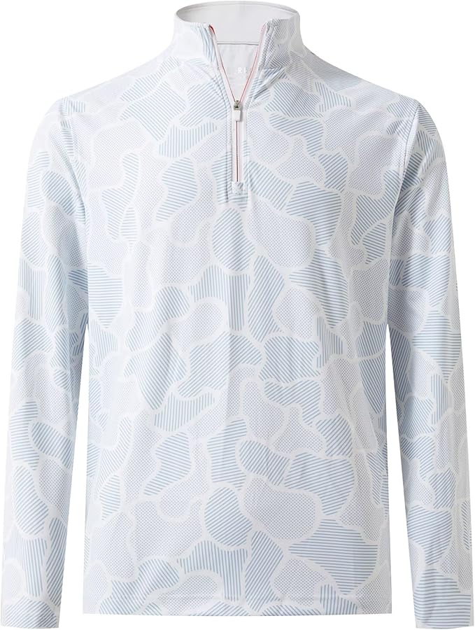 M MAELREG Quarter Zip Golf Pullover Men Dry Fit Long Sleeve Performance Wicking 1/4 Zip Full Print Pullover Mens Sweatshirt