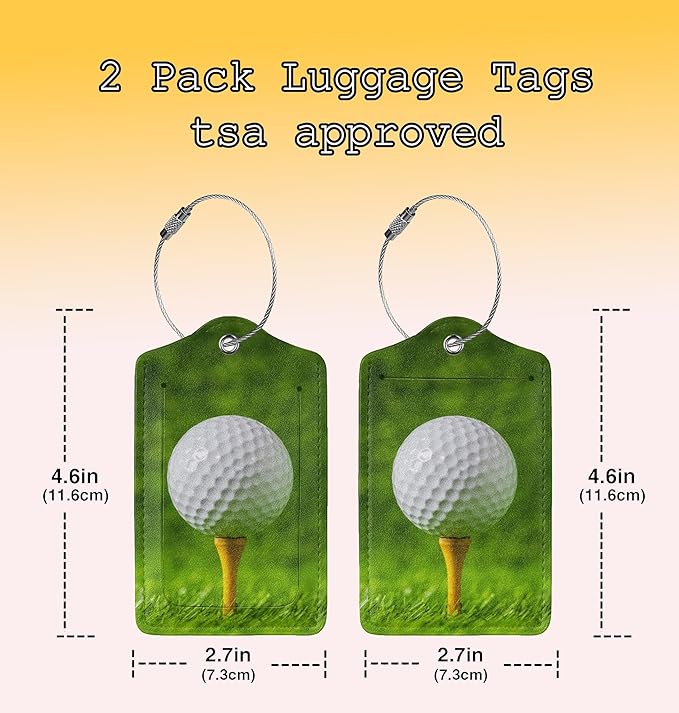 Luggage Tags for Suitcase 2 Pack Golf Ball Luggage Tag with Privacy Flap Name ID Label and Metal Loop for Women Men Teens Travel