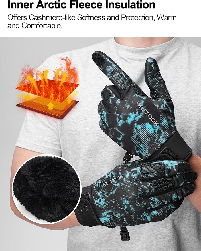 KUTOOK Winter Fishing Gloves for Men& Women Waterproof Glove Cold Weather Hunting Photography Shooting Hiking