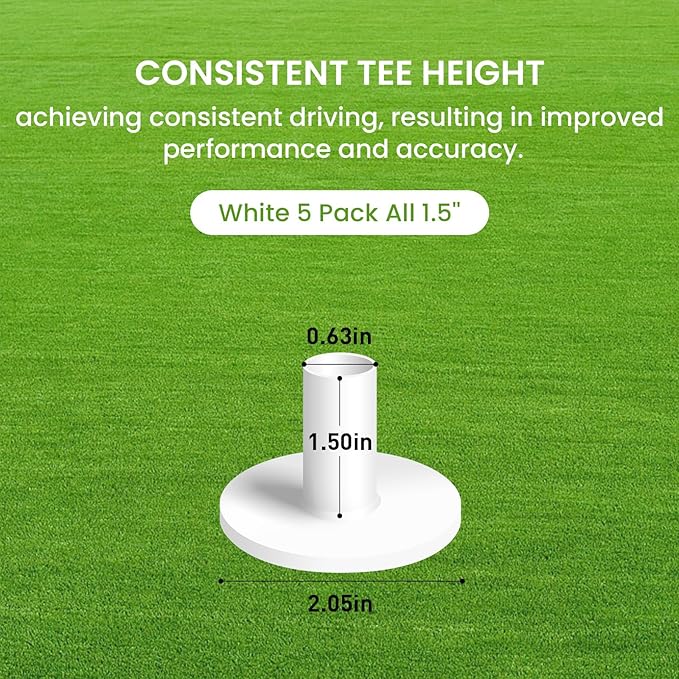 FINGER TEN Golf Rubber Tees Driving Range Value 5 Pack, Mixed Size or 5 Same Size for Practice Mat