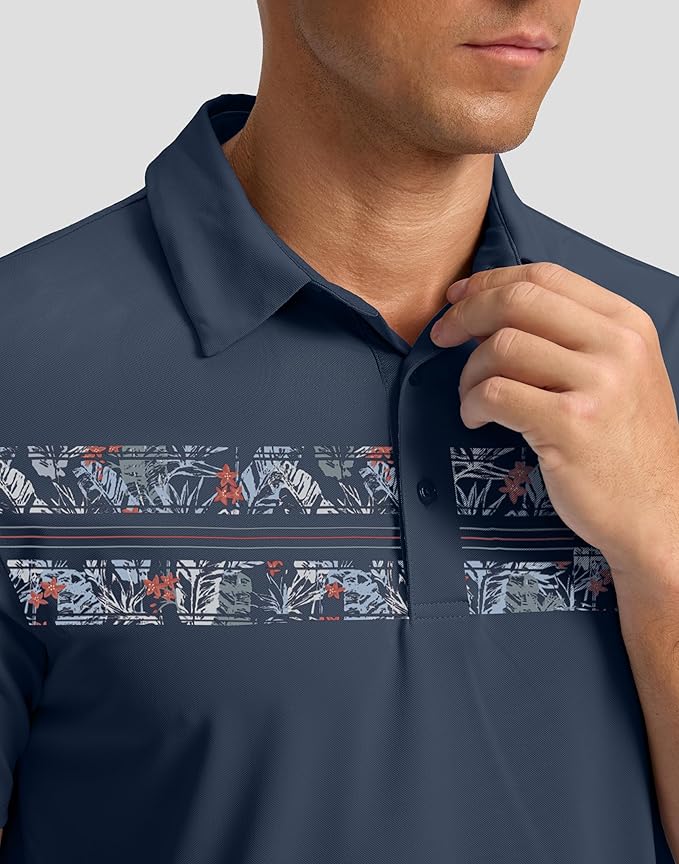 Men's Golf Shirts Dry Fit Moisture Wicking Performance Short Sleeve Collared Polo Shirts for Casual Athletic Business
