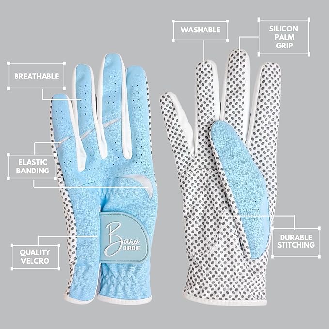 Golf Gloves Both Hands Women's 1 Pair Lightweight Non-Slip Silicone Extra Grip All Weather Girls Ladies Sports Tennis