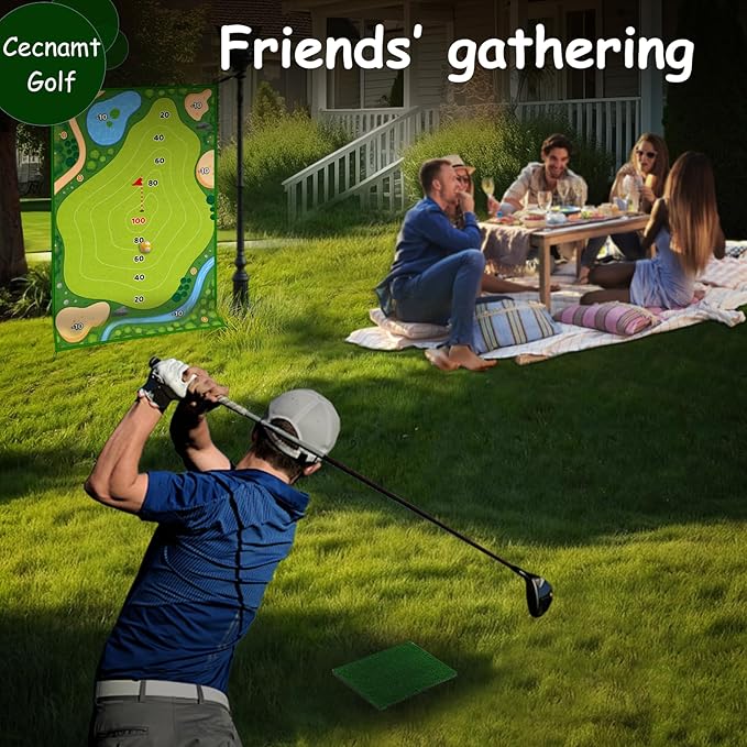 Golf Chipping Game - Battle With Club & Hitting Mat, Chip Sticky Practice Set for Adults Kids Indoor Outdoor Backyard