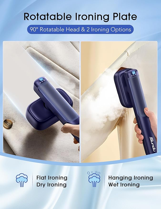 Sundu Travel Steamer for Clothes,25g/min Steam Portable Handheld Garment Steamer,20mins Runtime & 100ml Large Tank,15s Fast Heat-up,Ceramic Panel,Wrinkle Remover for Travel, Home, Office