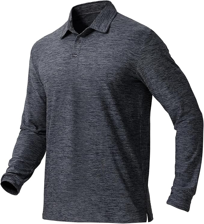 NAVISKIN Men's Polo Shirts Long Sleeve Golf Shirts with Collar UPF 50 SPF Shirt for Men Quick Dry Moisture Wicking