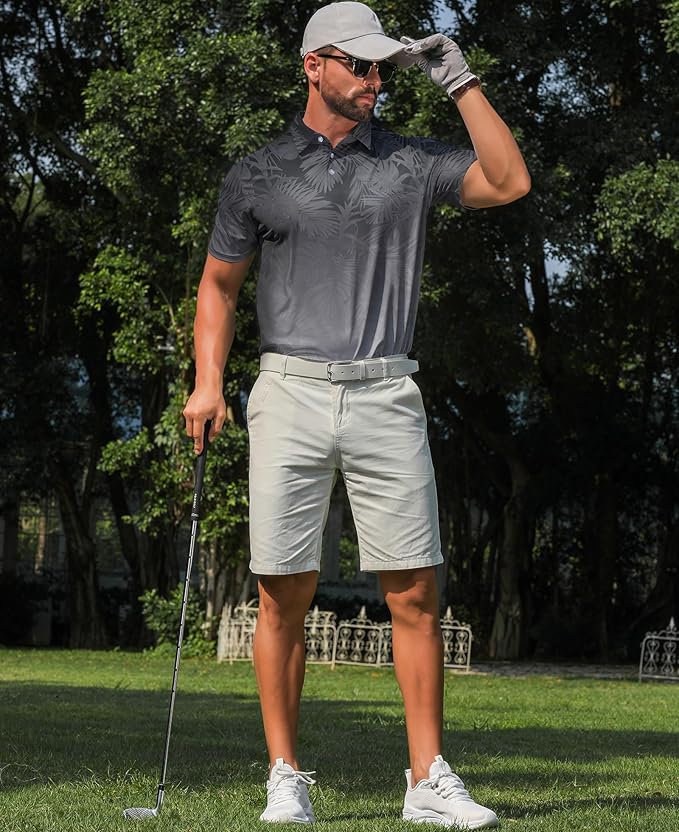 zeetoo Men's Polo Shirts Hawaiian Golf Polos Shirts Short Sleeve Performance Moisture Wicking Mens Golf Shirts