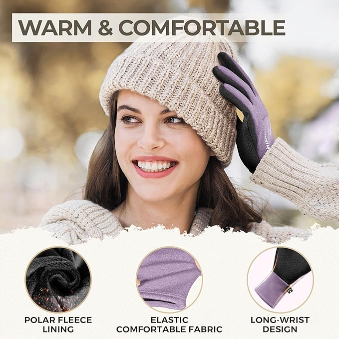 SIMARI Winter Gloves for Women, TouchScreen Water-Resistant Warm Thermal Gloves for Cold Weather, Running Hiking Driving