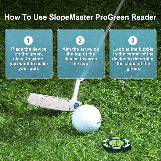 SlopeVision Pro Golf Green Reader with Hat Clip, Horizontal Bubble Level & Golf Ball Marker – High Precision Green Reading Aid, Ideal Golf Gift for Men & Women