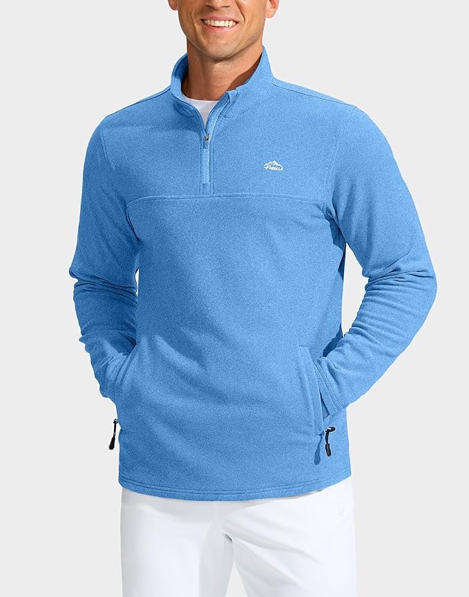 Pudolla Men's Quarter Zip Pullover with 2 Pockets Fleece Warm Soft Golf Sweatshirts for Athletic Workout Running