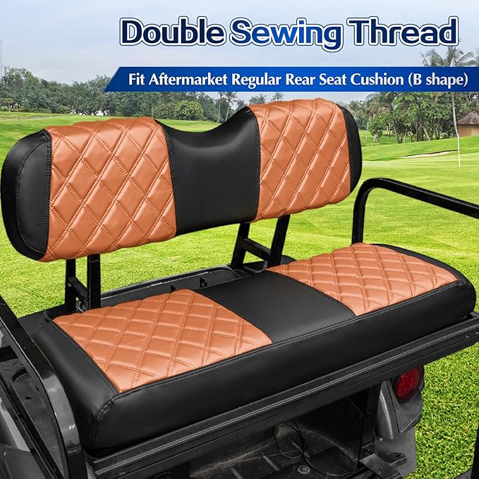 NOKINS 4PCS Golf Cart Diamond Seat Covers Kit,Front and Rear Seat Covers Fits for EZGO/Club Car/Yamaha Original Regular Seat Cushion, No Stapler