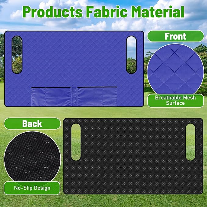 Kaskawise Golf Cart Seat Covers,Universal Golf Cart Seat Towel Blanket with 4 Front Pockets & Nonskid Bottom Fits for EZGO, Yamaha, Club Car DS Precedent and More 2 Person Seats Golf Carts (Navy Blue)
